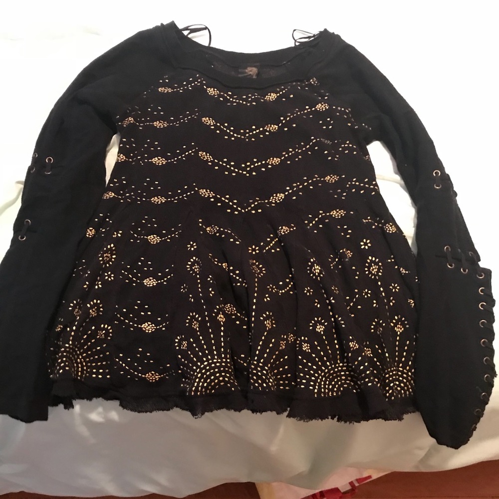 Gold Sparkle Black Sweater Top